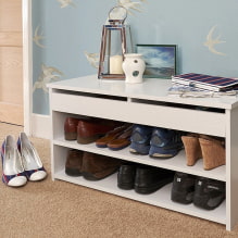 Shoe rack in the hallway: tips for choosing, types, shapes, materials, colors-4