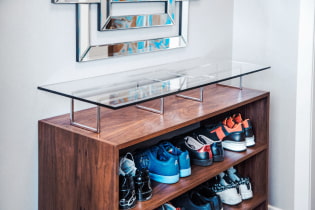 Shoe rack in the hallway: tips for choosing, types, shapes, materials, colors