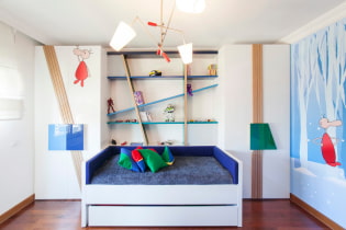 Kleiderschrank im Kinderzimmer: Typen, Materialien, Farbe, Design, Lage, Beispiele im Interieur
