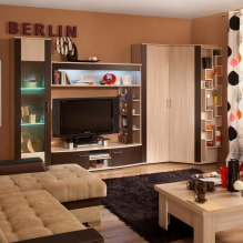Eckgarderobe im Wohnzimmer: Typen, Formen, Farben, Füllmöglichkeiten, Beispiele für Schiebeschränke in Halle-3