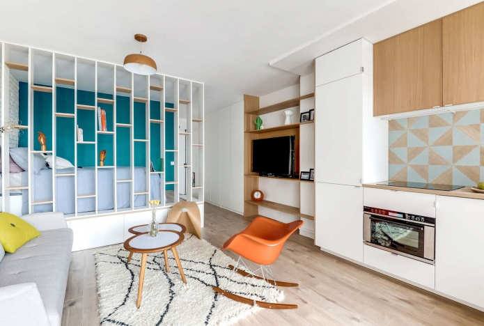 Design of a studio apartment 25 sq. m. - interior photos, projects, rules of arrangement