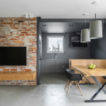 Studio-Apartment im Loft-Stil: Designideen, Oberflächenauswahl, Möbel, Beleuchtung-0