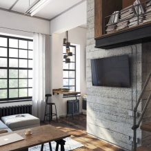 Studio-Apartment im Loft-Stil: Designideen, Auswahl an Oberflächen, Möbel, Beleuchtung-5