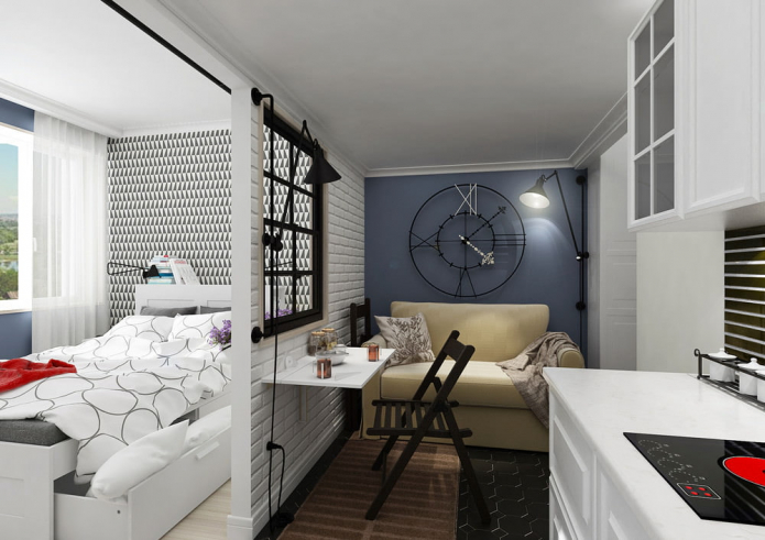 Design of a small studio apartment 18 sq. m. - interior photos, design ideas