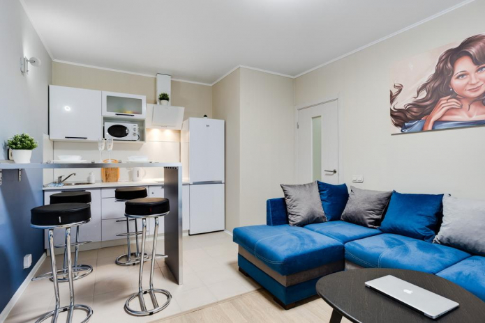 Design of a small studio apartment of 22 sq. m. - interior photos, examples of repair