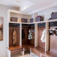 Угаона гардероба у ходнику: врсте, материјали, боје, дизајн и облици, унутрашње пуњење-1