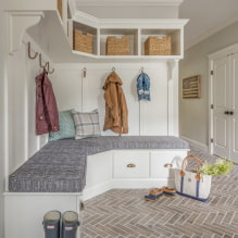 Угаона гардероба у ходнику: врсте, материјали, боје, дизајн и облици, унутрашње пуњење-6