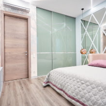 Sliding wardrobe in the bedroom: design, filling options, colors, shapes, location in room-2
