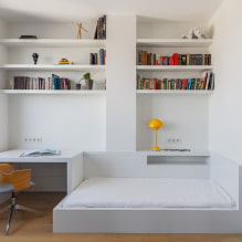 Bücherregale und Regale: Typen, Materialien, Farbe, Anordnung im Raum, Design-2