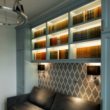 Bücherregale und Regale: Typen, Materialien, Farbe, Anordnung im Raum, Design-5