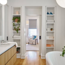 Shelves in the bathroom: types, design, materials, colors, shapes, placement options-1