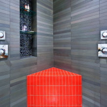 ชั้นวางของในห้องน้ำ: ประเภท, การออกแบบ, วัสดุ, สี, รูปทรง, ตัวเลือกการจัดวาง-2