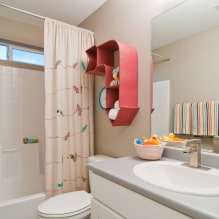 Полице у купатилу: врсте, дизајн, материјали, боје, облици, могућности постављања-3