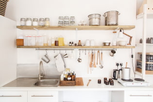 Regale für die Küche: Typen, Materialien, Farbe, Design. Wie arrangieren? Was soll ich setzen?