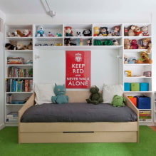 Shelves in the nursery: types, materials, design, colors, options for filling and location-8