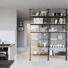 Shelving in the interior: options for filling, materials, colors, location in the room-3