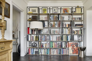 Shelving in the interior: options for filling, materials, colors, location in the room