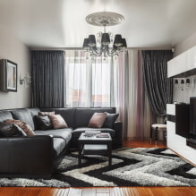 Stěna v obývacím pokoji (hala): design, typy, materiály, barvy, možnosti umístění a výplně-7