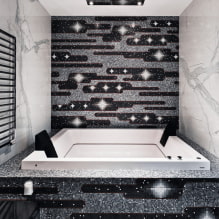 Black and white bathroom: choice of finishes, plumbing fixtures, furniture, toilet design-5