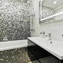 Црно-бело купатило: избор завршних облога, водовод, намештај, дизајн тоалета-6