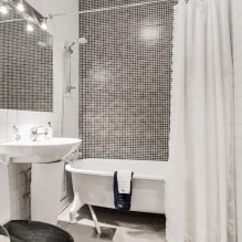 Fekete-fehér fürdőszoba: kivitelezés, vízvezeték, bútor, WC kialakítás-7