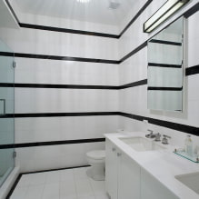 Црно-бело купатило: избор завршних облога, водовод, намештај, дизајн тоалета-8