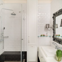 Fürdőszoba klasszikus stílusban: választható kivitel, bútor, vízvezeték, dekor, világítás-3