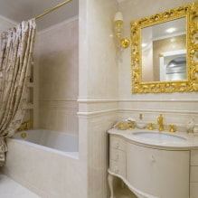 Fürdőszoba klasszikus stílusban: kivitelek, bútorok, vízvezeték szerelvények, dekoráció, világítás-5
