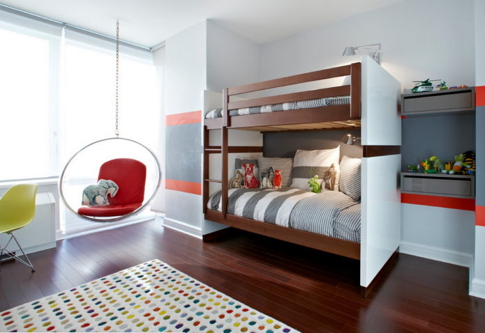 Children's room for two boys: zoning, layout, design, decoration, furniture