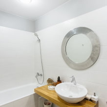 Fehér fürdőszoba: tervezés, kombinációk, dekoráció, vízvezeték, bútorok és dekoráció-1