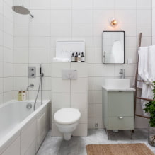 Fehér fürdőszoba: tervezés, kombinációk, dekoráció, vízvezeték, bútorok és dekoráció-2