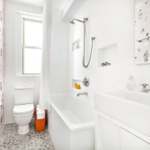 Fehér fürdőszoba: tervezés, kombinációk, dekoráció, vízvezeték, bútorok és dekoráció-8