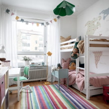 Соба за две девојке: дизајн, зонирање, распореди, декорација, намештај, осветљење-4