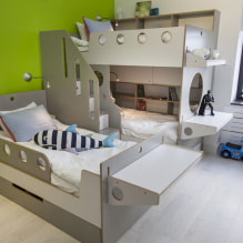 Children's room for three children: zoning, advice on arrangement, the choice of furniture, lighting and decor-4