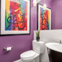 ห้องน้ำสีม่วงและม่วง: การรวมกัน การตกแต่ง เฟอร์นิเจอร์ ระบบประปา และการตกแต่ง-1