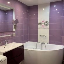 Љубичасто и лила купатило: комбинације, декорација, намештај, водовод и декор-4