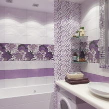 Љубичасто и лила купатило: комбинације, декорација, намештај, водовод и декор-6