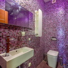 Lila és lila fürdőszoba: kombinációk, dekoráció, bútorok, vízvezeték és dekor-7