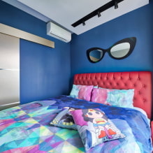 Kék hálószoba: árnyalatok, kombinációk, kivitelek, bútorok, textilek és világítás-3