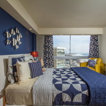 Плава спаваћа соба: нијансе, комбинације, избор завршних облога, намештај, текстил и осветљење-2