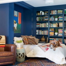 Kék hálószoba: árnyalatok, kombinációk, kivitelek, bútorok, textilek és világítás-4