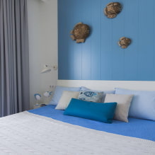 Плава спаваћа соба: нијансе, комбинације, избор завршних облога, намештај, текстил и осветљење-6