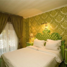 ห้องนอนสีเขียว: เฉดสี, ​​การรวมกัน, ตัวเลือกการตกแต่ง, เฟอร์นิเจอร์, ผ้าม่าน, ไฟส่องสว่าง-1