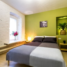 ห้องนอนสีเขียว: เฉดสี, ​​การรวมกัน, ตัวเลือกการตกแต่ง, เฟอร์นิเจอร์, ผ้าม่าน, ไฟส่องสว่าง-2