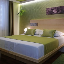 ห้องนอนสีเขียว: เฉดสี, ​​การรวมกัน, ทางเลือกของการตกแต่ง, เฟอร์นิเจอร์, ผ้าม่าน, ไฟ-3