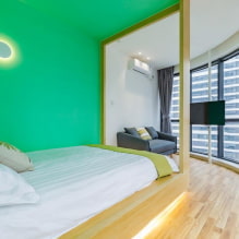 Grünes Schlafzimmer: Farbtöne, Kombinationen, Auswahl an Oberflächen, Möbel, Vorhänge, Beleuchtung-5