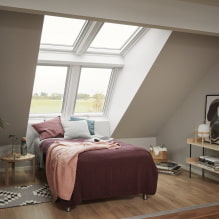Спаваћа соба у поткровљу: зонирање и распоред, боја, стилови, завршна обрада, намештај и завесе-3