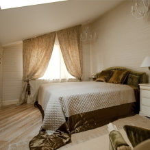 Спаваћа соба у поткровљу: зонирање и распоред, боја, стилови, завршна обрада, намештај и завесе-6
