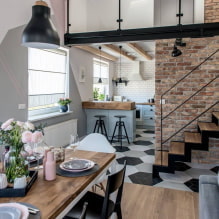 Duplex apartments: layouts, design ideas, styles, staircase design-0