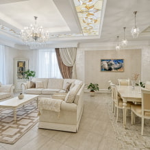 Living room na may mga tono na beige: pagpili ng mga finishes, kasangkapan, tela, kombinasyon at istilo-2